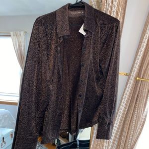 NWT ABERCROMBIE & FITCH LONG-SLEEVE SPARKLE BUTTON UP TOP SIZE XL